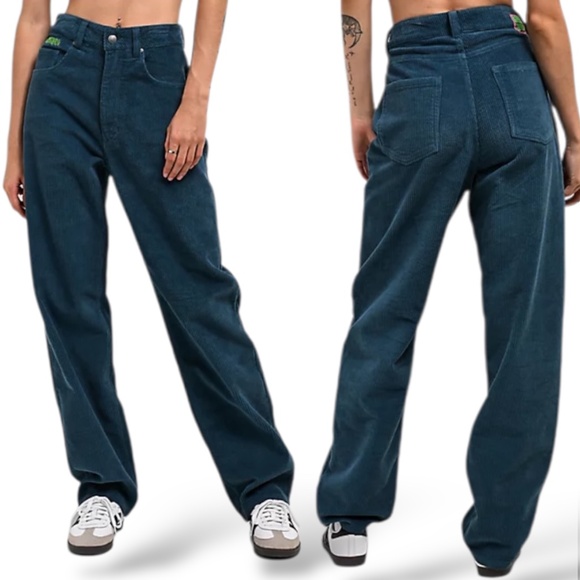 EMPYRE ‘Tori’ Women’s 5 Pocket Teal Cordoroy Skate Pants Loose Fit US Sz 12 - Picture 1 of 11